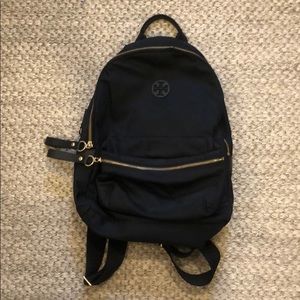 Tory Burch black nylon zip backpack